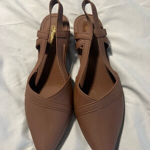 Brown Flat Slingback Shoes